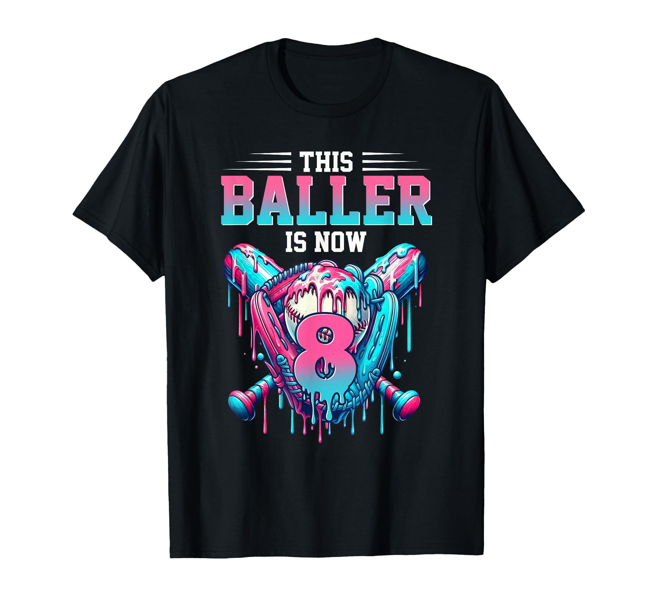 This Baller Is Now 8 Year Old Birthday T-Shirt - Custom Art Print Unisex - T-Shirt, Sweatshirt, Hoodie
