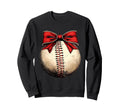 Baseball Coquette Bow Baseball Mom Sweatshirt - Streetwear Style Unisex - T-Shirt, Sweatshirt, Hoodie