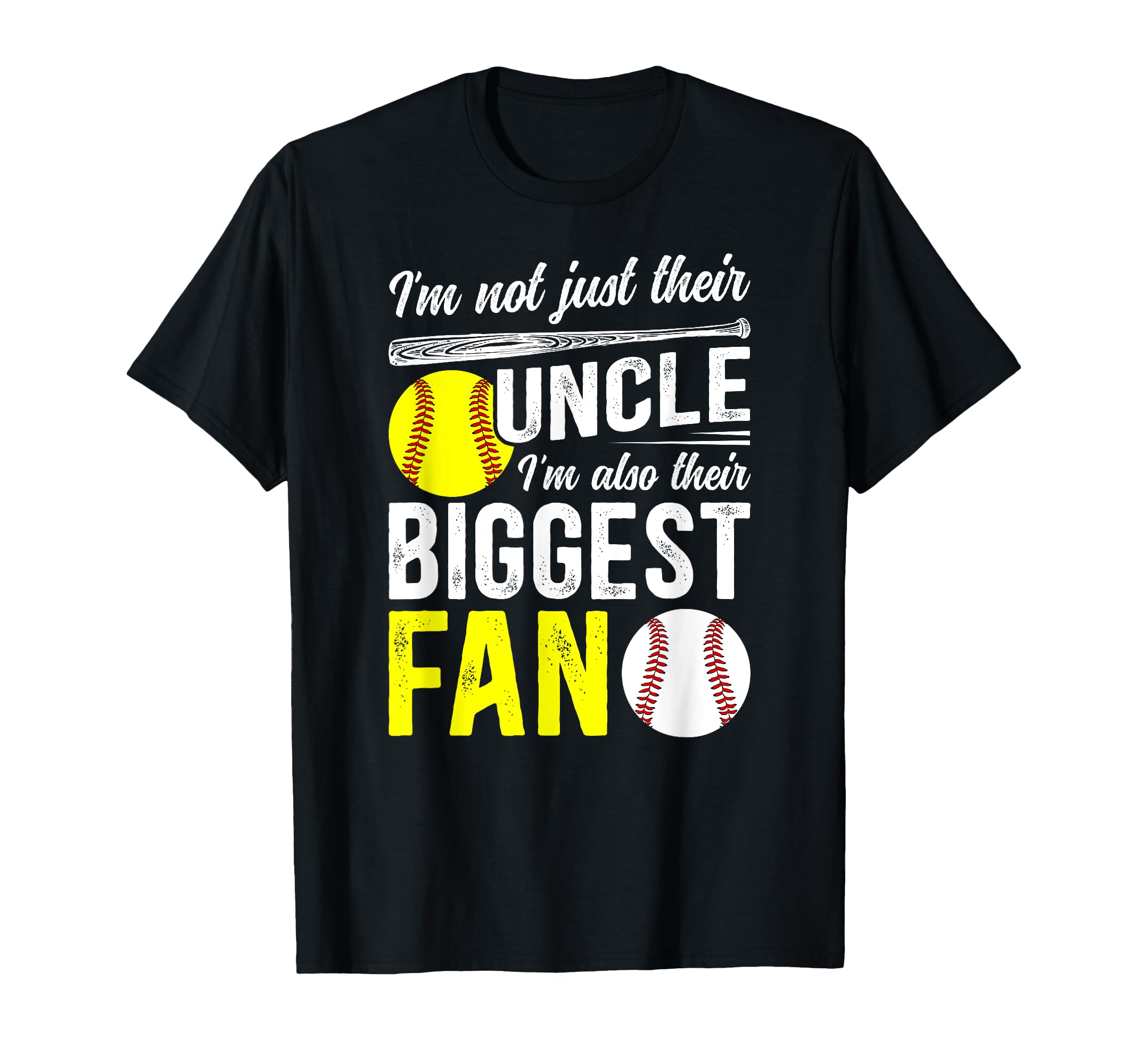 Their Biggest Fan Baseball Softball Uncle T-Shirt - Graphic Print Unisex - T-Shirt, Sweatshirt, Hoodie