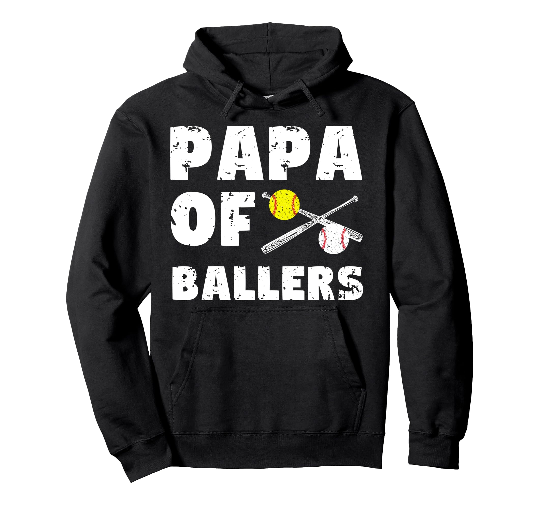 Papa Ballers Softball Baseball Papa Hoodie - Novelty Apparel Men Women - T-Shirt, Sweatshirt, Hoodie
