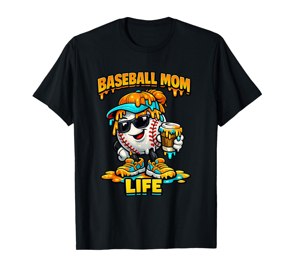 Ice Cream Drip Baseball Mom Life Drip T-Shirt - Novelty Apparel for Adults - T-Shirt, Sweatshirt, Hoodie