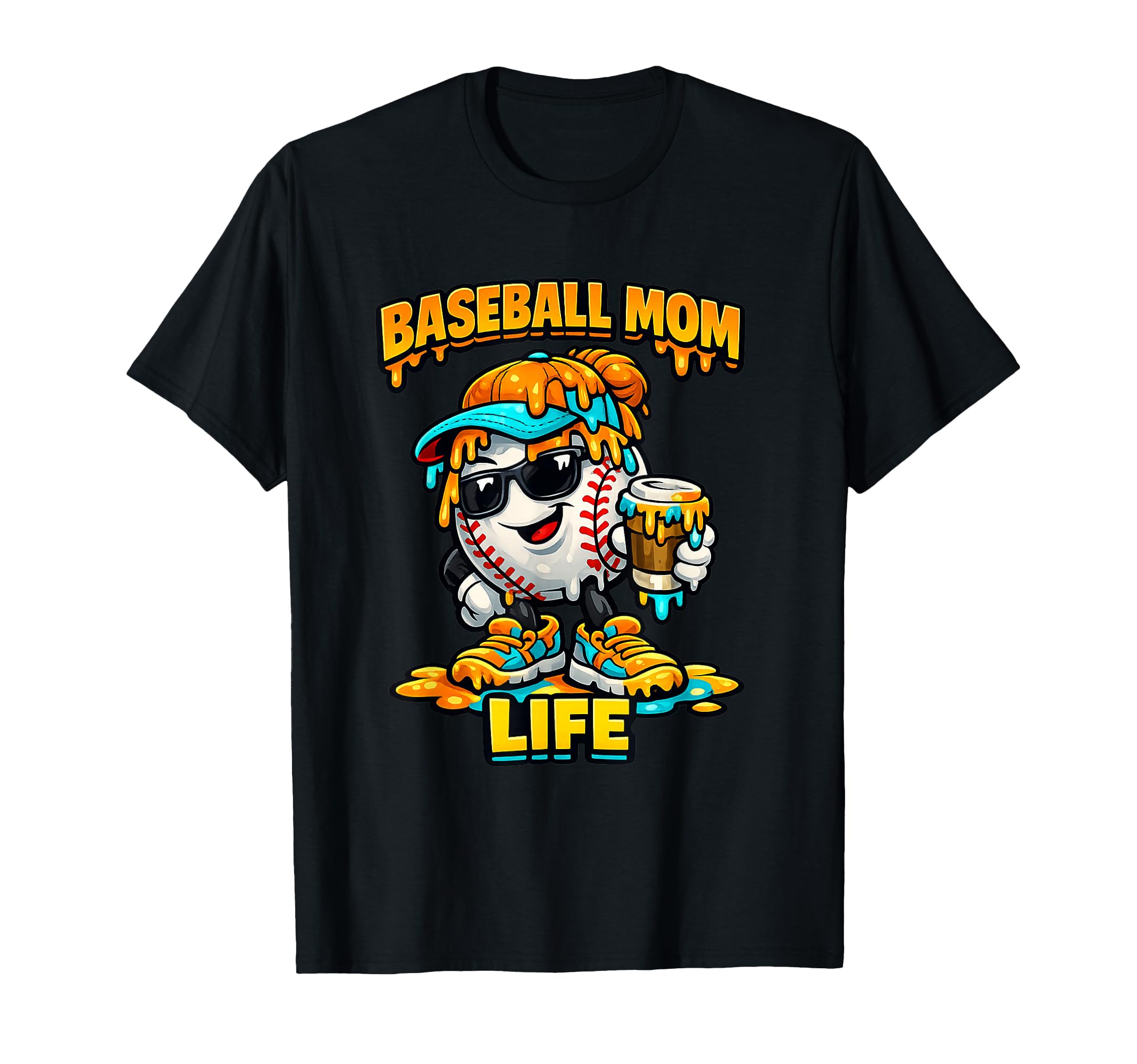 Ice Cream Drip Baseball Mom Life Drip T-Shirt - Novelty Apparel for Adults - T-Shirt, Sweatshirt, Hoodie