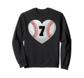 Baseball Number 7 Distressed Heart Sweatshirt - Trendy Graphic Men Women - T-Shirt, Sweatshirt, Hoodie