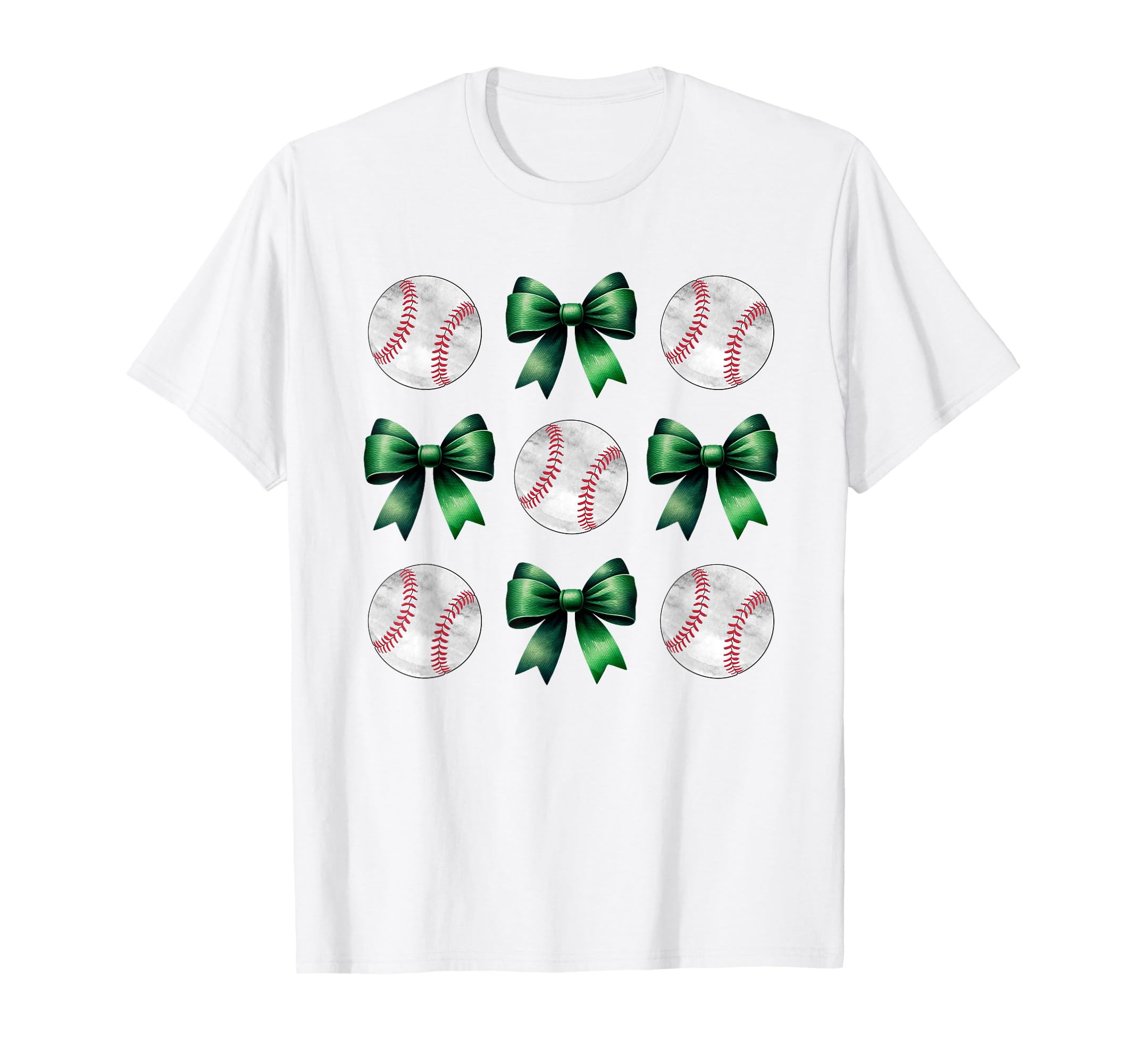 Baseballs Green Bows Ball Mom T-Shirt - Casual Everyday Wear Men Women - T-Shirt, Sweatshirt, Hoodie