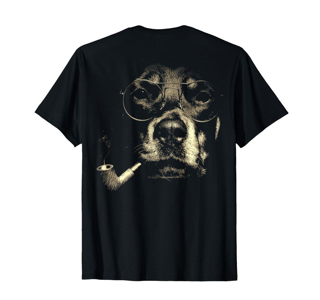 Rottweiler Glasses Smoking Pipe T-Shirt - Casual Everyday Wear Men Women - T-Shirt, Sweatshirt, Hoodie