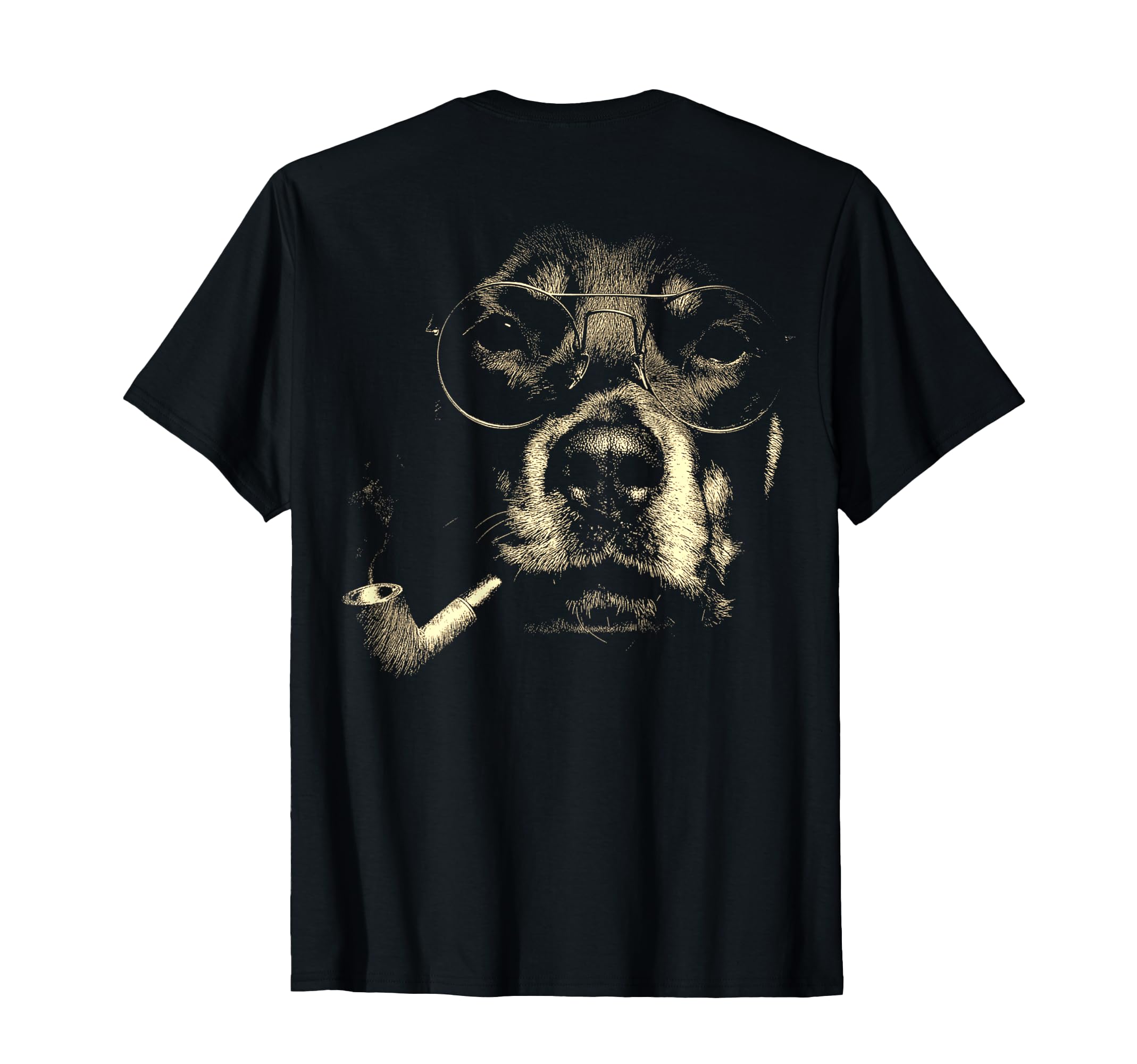 Rottweiler Glasses Smoking Pipe T-Shirt - Casual Everyday Wear Men Women - T-Shirt, Sweatshirt, Hoodie