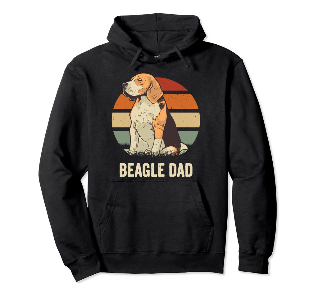 Beagle Dad Sunset Distressed Hoodie - Novelty Apparel Unisex - T-Shirt, Sweatshirt, Hoodie