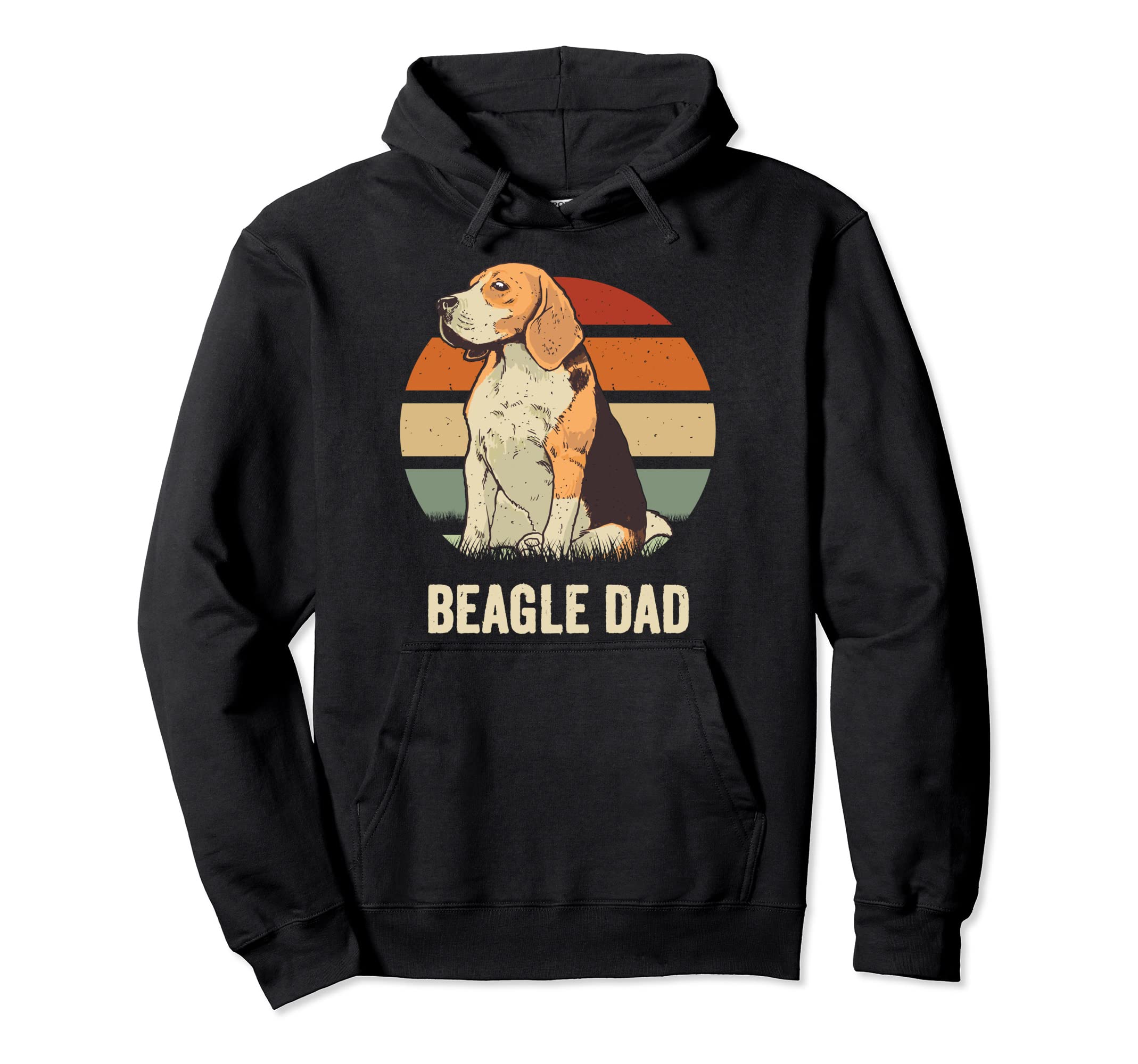 Beagle Dad Sunset Distressed Hoodie - Novelty Apparel Unisex - T-Shirt, Sweatshirt, Hoodie