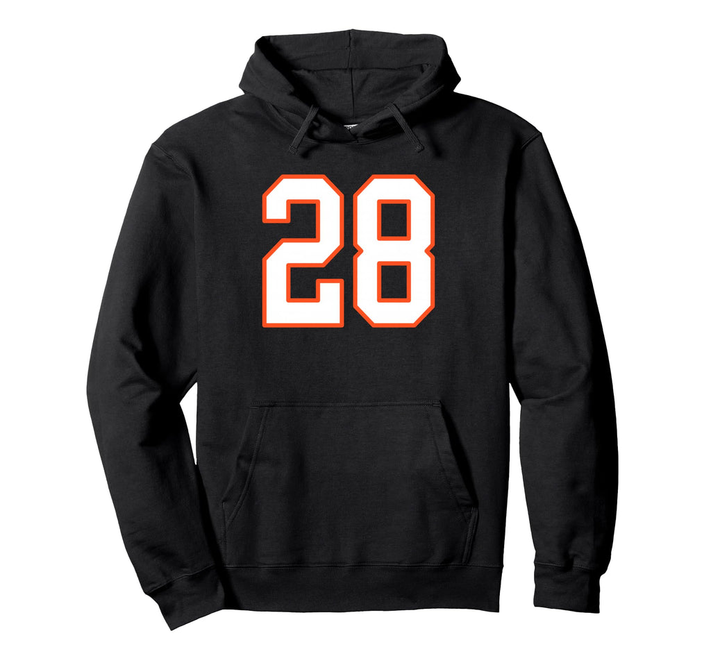Orange And White Sports Number 28 Jersey Hoodie - Minimalist Print Unisex - T-Shirt, Sweatshirt, Hoodie