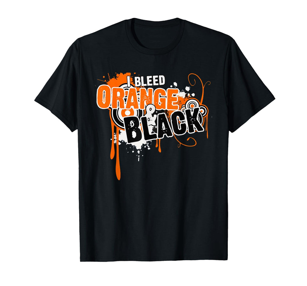 I Bleed Black Orange Sports Team Game T-Shirt - Trendy Graphic Men Women - T-Shirt, Sweatshirt, Hoodie