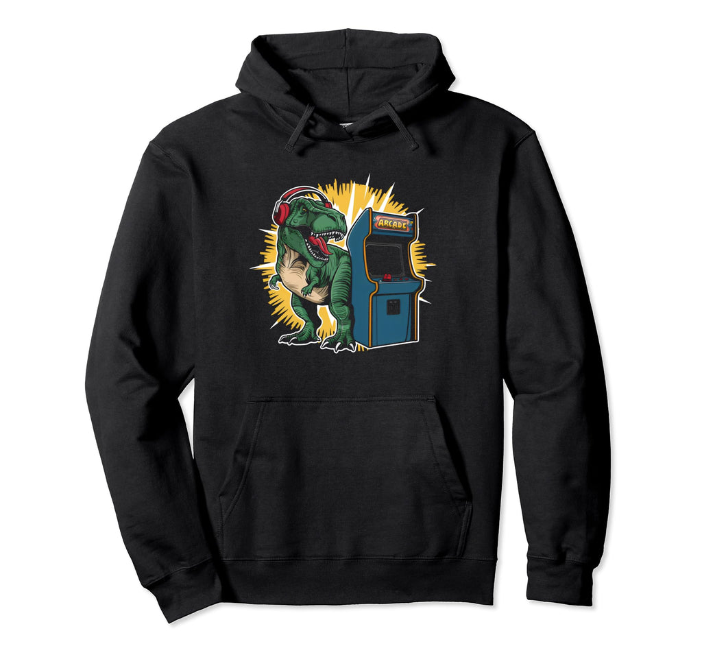 Dinosaur Gamer T Rex Funny Game Arcade Hoodie - Graphic Print for Adults - T-Shirt, Sweatshirt, Hoodie