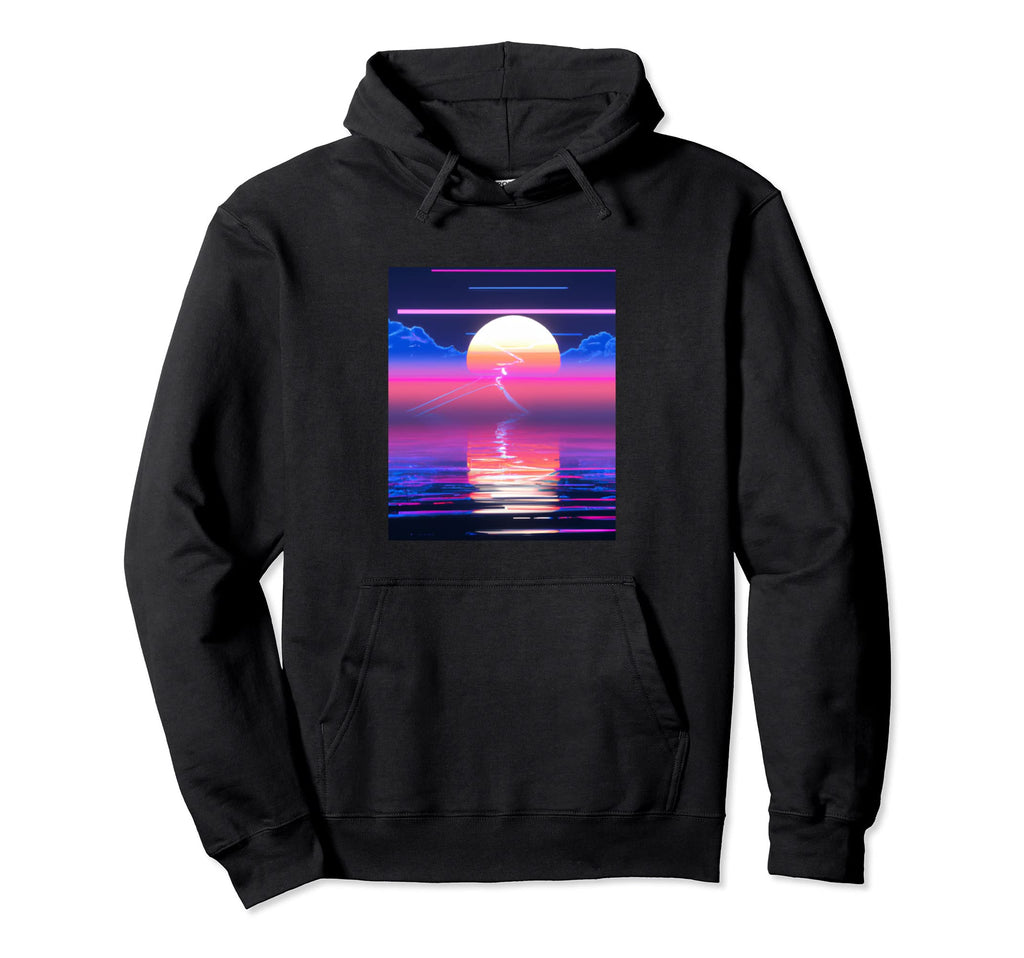Vaporwave Sun Synthwave Sunset Hoodie - Aesthetic Graphic for Adults - T-Shirt, Sweatshirt, Hoodie