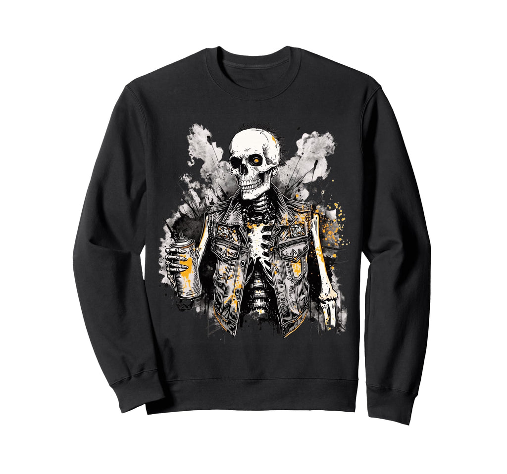 Grunge Rock Skeleton Graffiti Artist Sweatshirt - Unique Graphic Men Women - T-Shirt, Sweatshirt, Hoodie