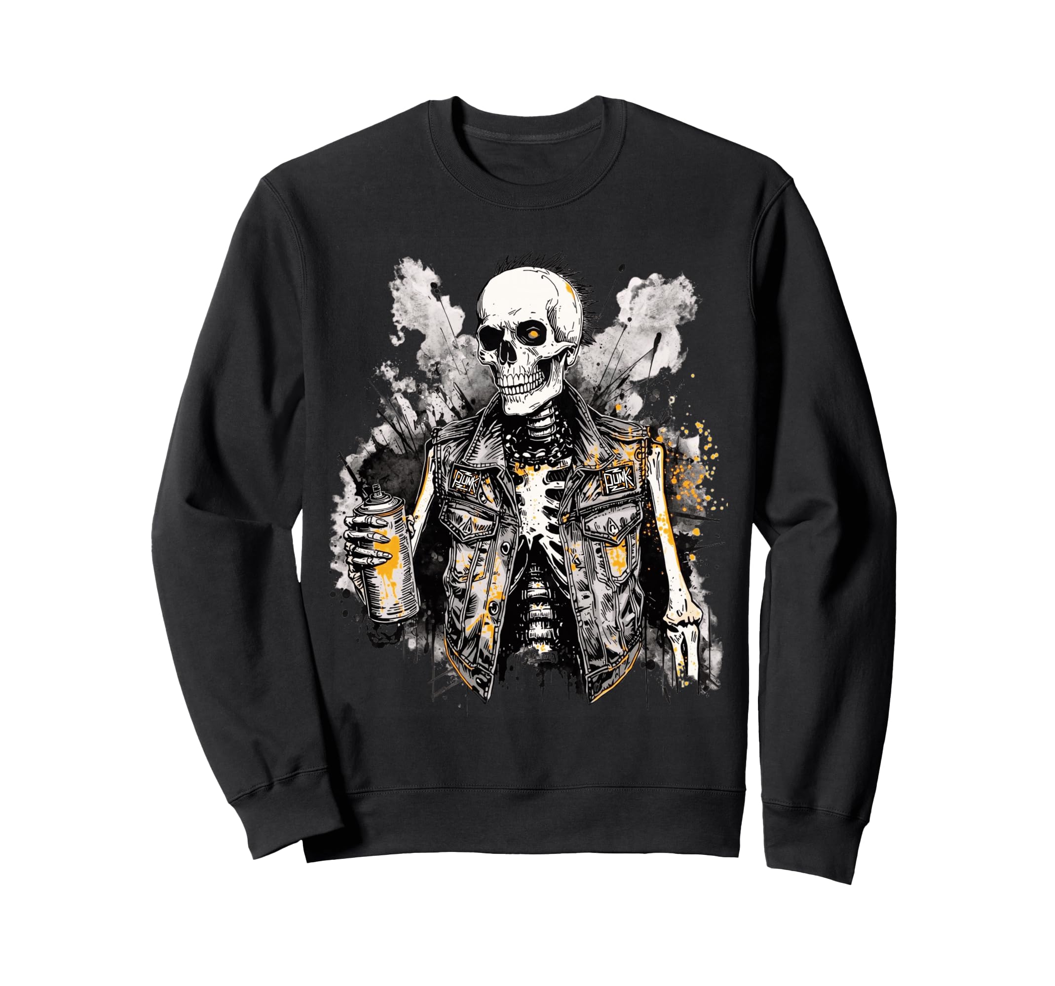 Grunge Rock Skeleton Graffiti Artist Sweatshirt - Unique Graphic Men Women - T-Shirt, Sweatshirt, Hoodie