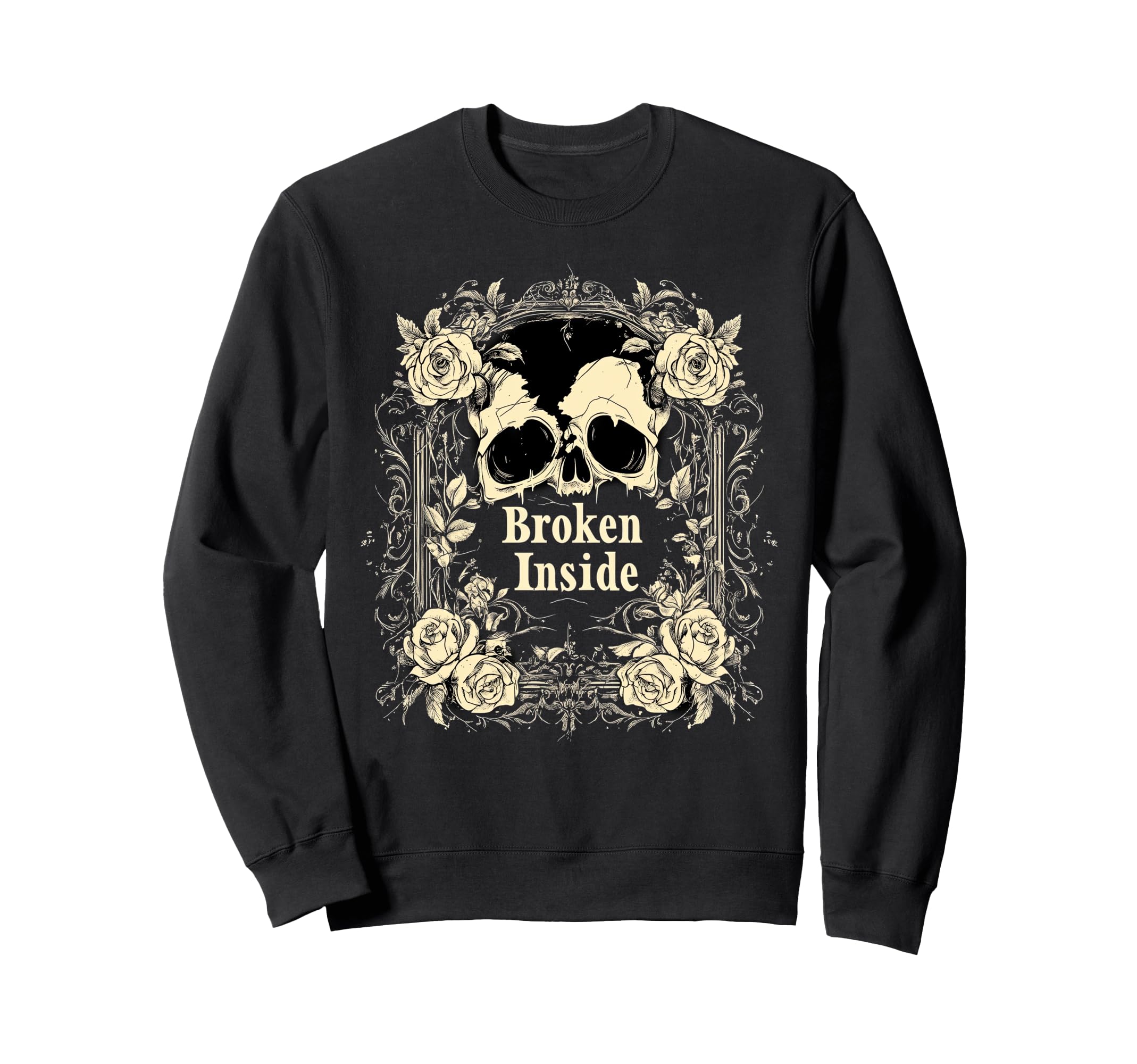 Broken Inside Y2K Emo Aesthetic Sweatshirt - Minimalist Print Men Women - T-Shirt, Sweatshirt, Hoodie
