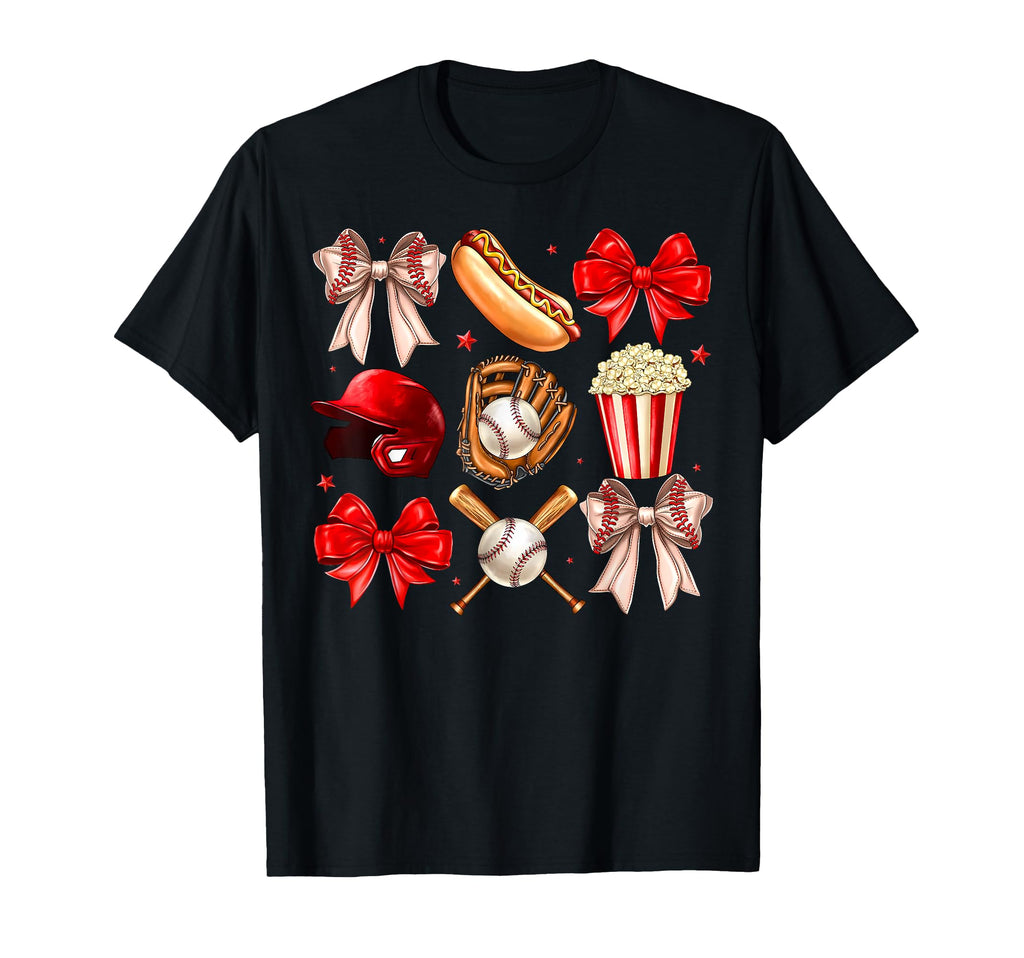 Baseball Coquette Bow Baseball Mama T-Shirt - Unique Graphic Men Women - T-Shirt, Sweatshirt, Hoodie
