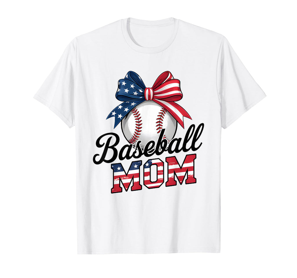 Baseball Mom Usa Flag 4Th July Proud T-Shirt - Custom Art Print Men Women - T-Shirt, Sweatshirt, Hoodie