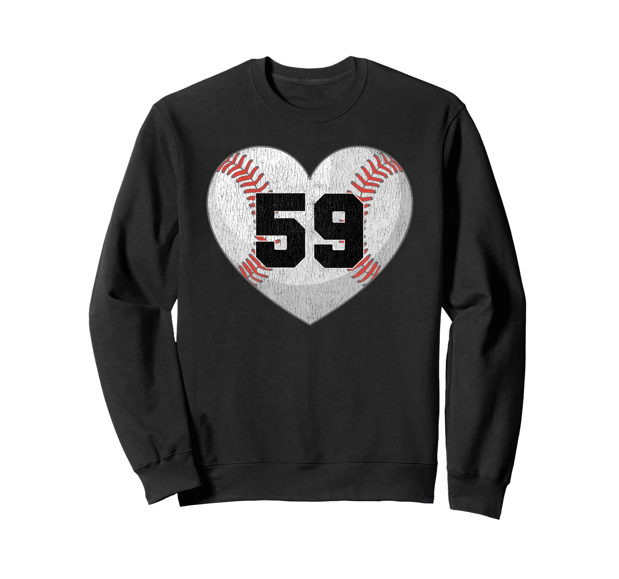 Baseball Number 59 Distressed Heart Sweatshirt - Trendy Graphic Men Women - T-Shirt, Sweatshirt, Hoodie