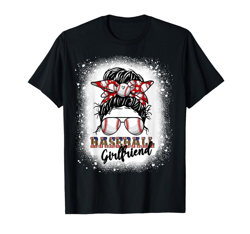 Baseball Girlfriend Messy Bun Hair T-Shirt - Custom Art Print Men Women - T-Shirt, Sweatshirt, Hoodie