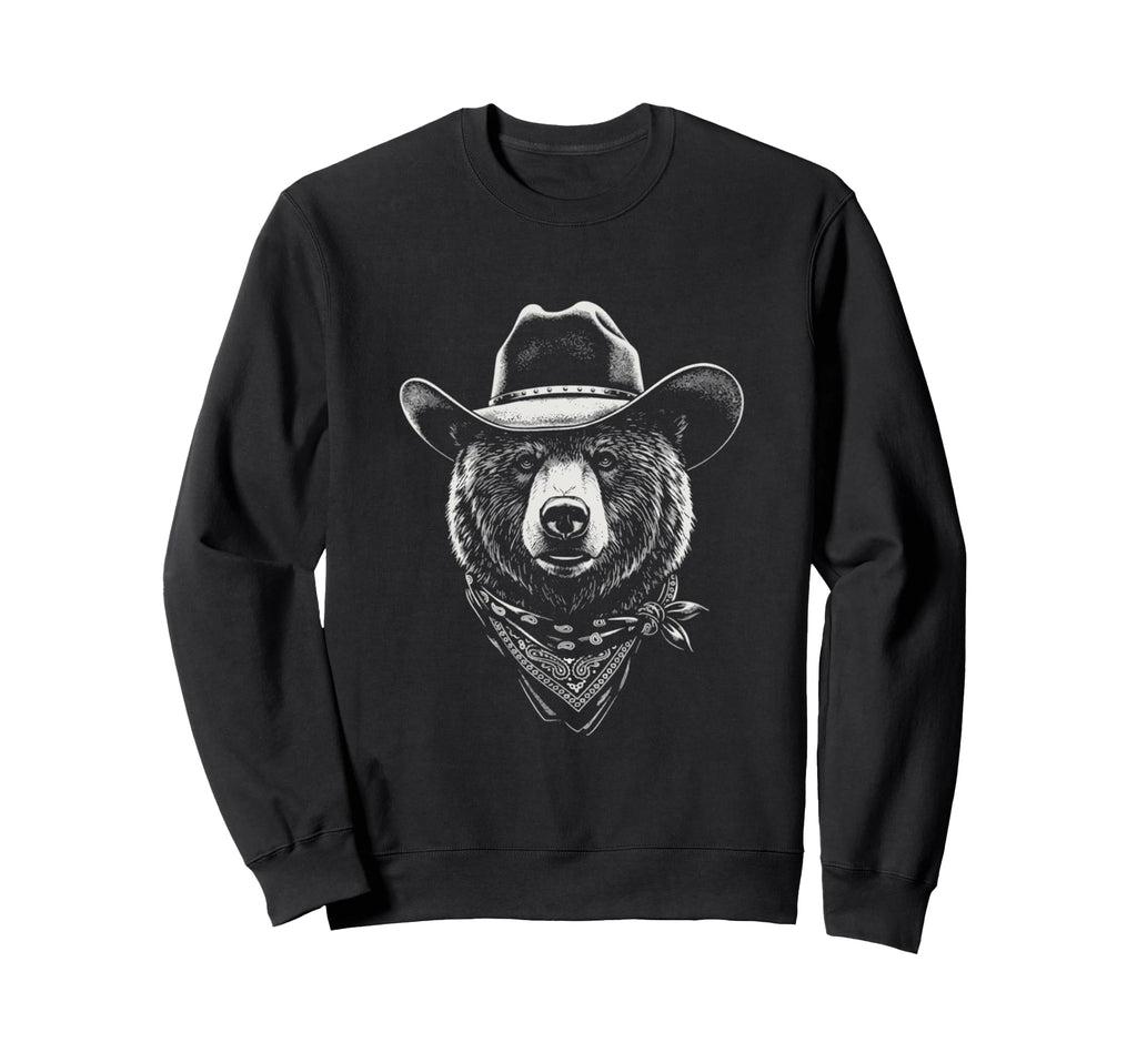 Cowboy Bear Portrait Western Sweatshirt - Custom Art Print for Adults - T-Shirt, Sweatshirt, Hoodie