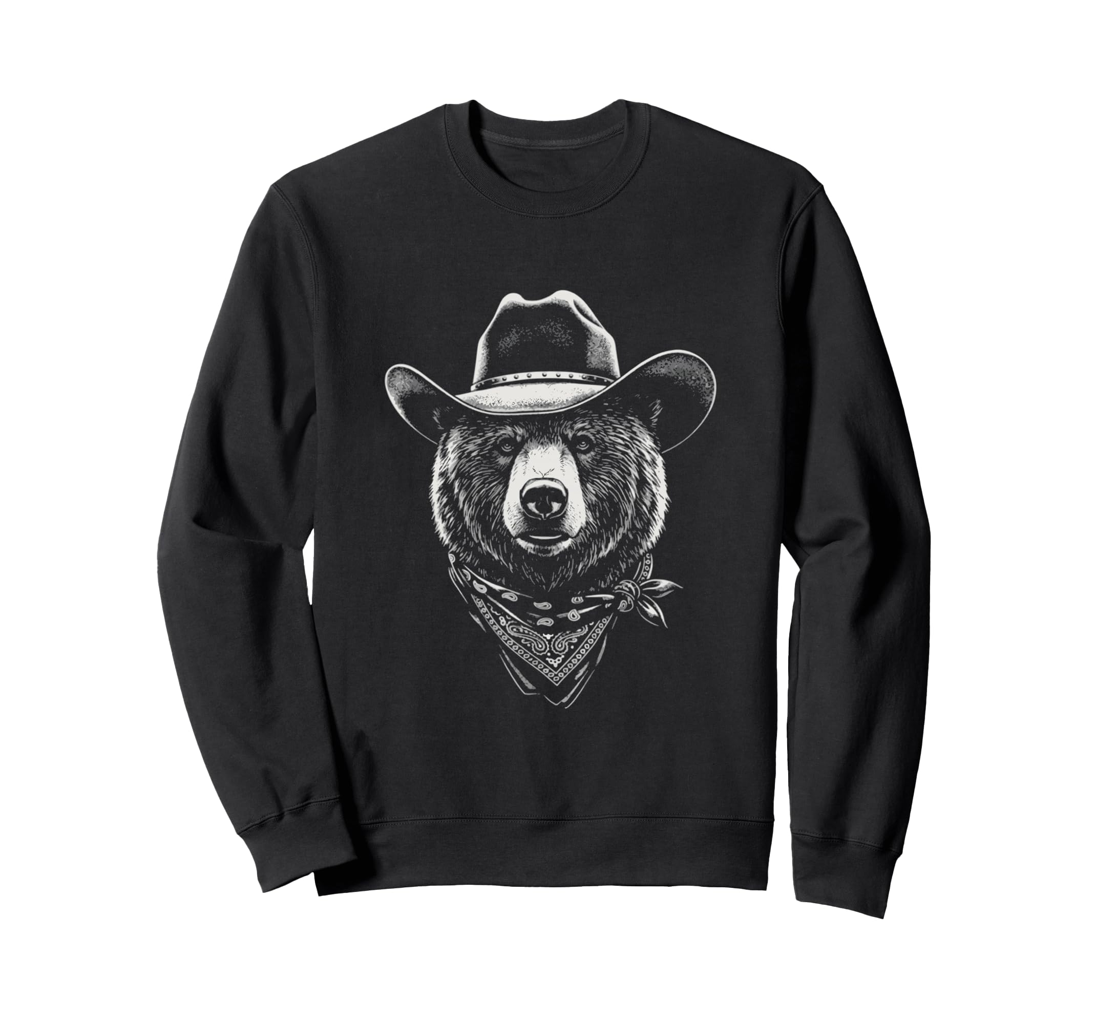 Cowboy Bear Portrait Western Sweatshirt - Custom Art Print for Adults - T-Shirt, Sweatshirt, Hoodie