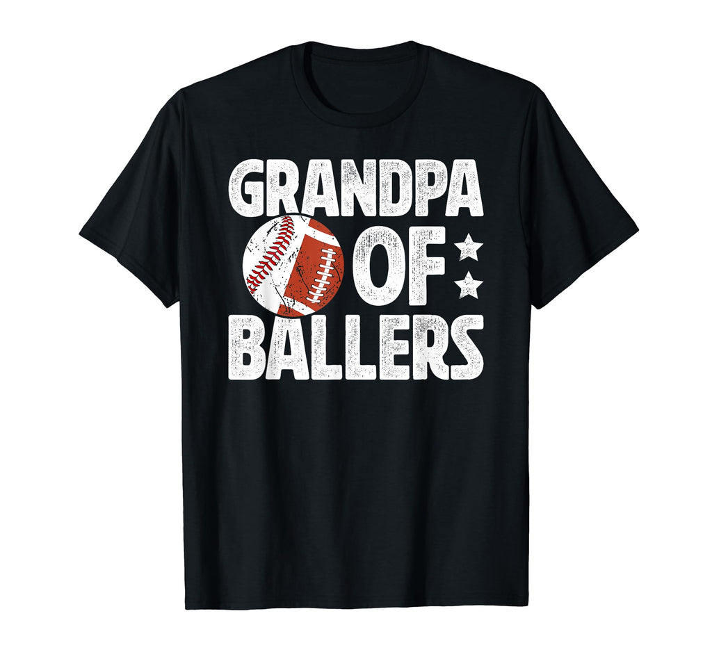Grandpa Ballers Proud Baseball Football T-Shirt - Graphic Print Men Women - T-Shirt, Sweatshirt, Hoodie