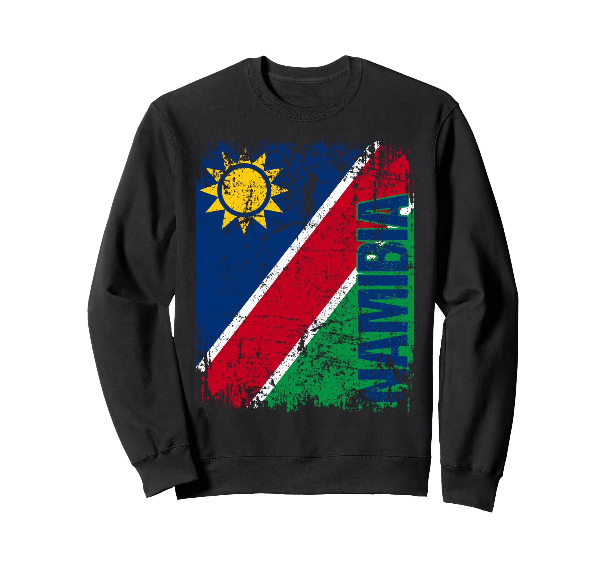 Namibia Flag Distressed Namibia Sweatshirt - Trendy Graphic Unisex - T-Shirt, Sweatshirt, Hoodie