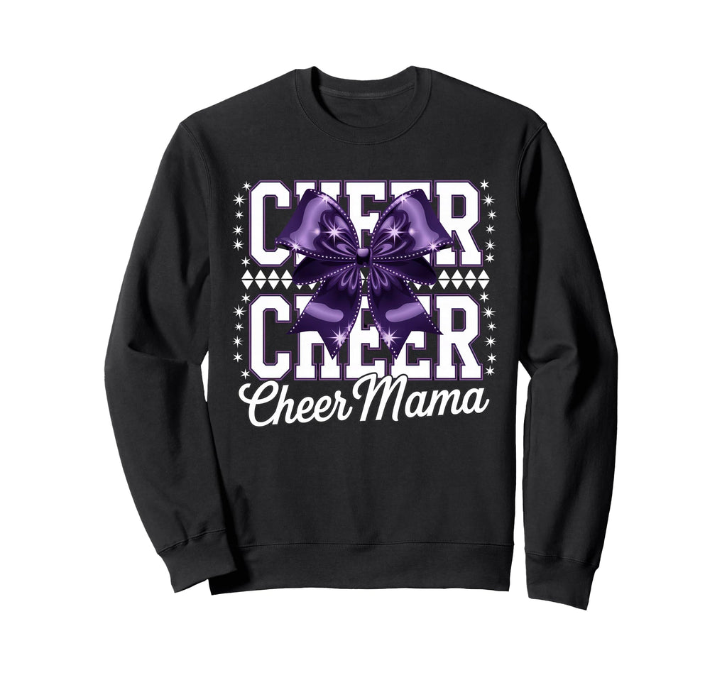 Cheer Mom Mother Bow Cheerleader Game Sweatshirt - Unique Graphic Unisex - T-Shirt, Sweatshirt, Hoodie