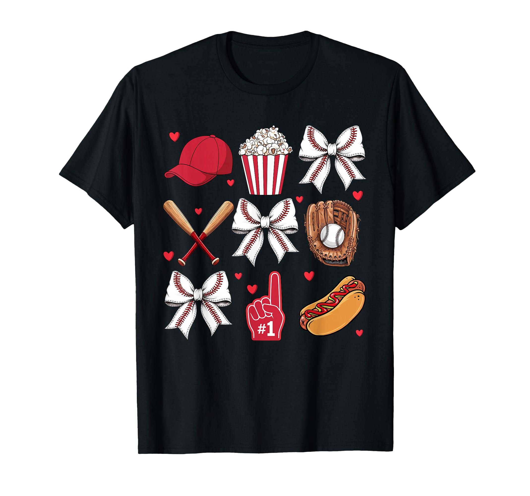Baseball Coquette Bow Baseball Cheer T-Shirt - Graphic Print for Adults - T-Shirt, Sweatshirt, Hoodie