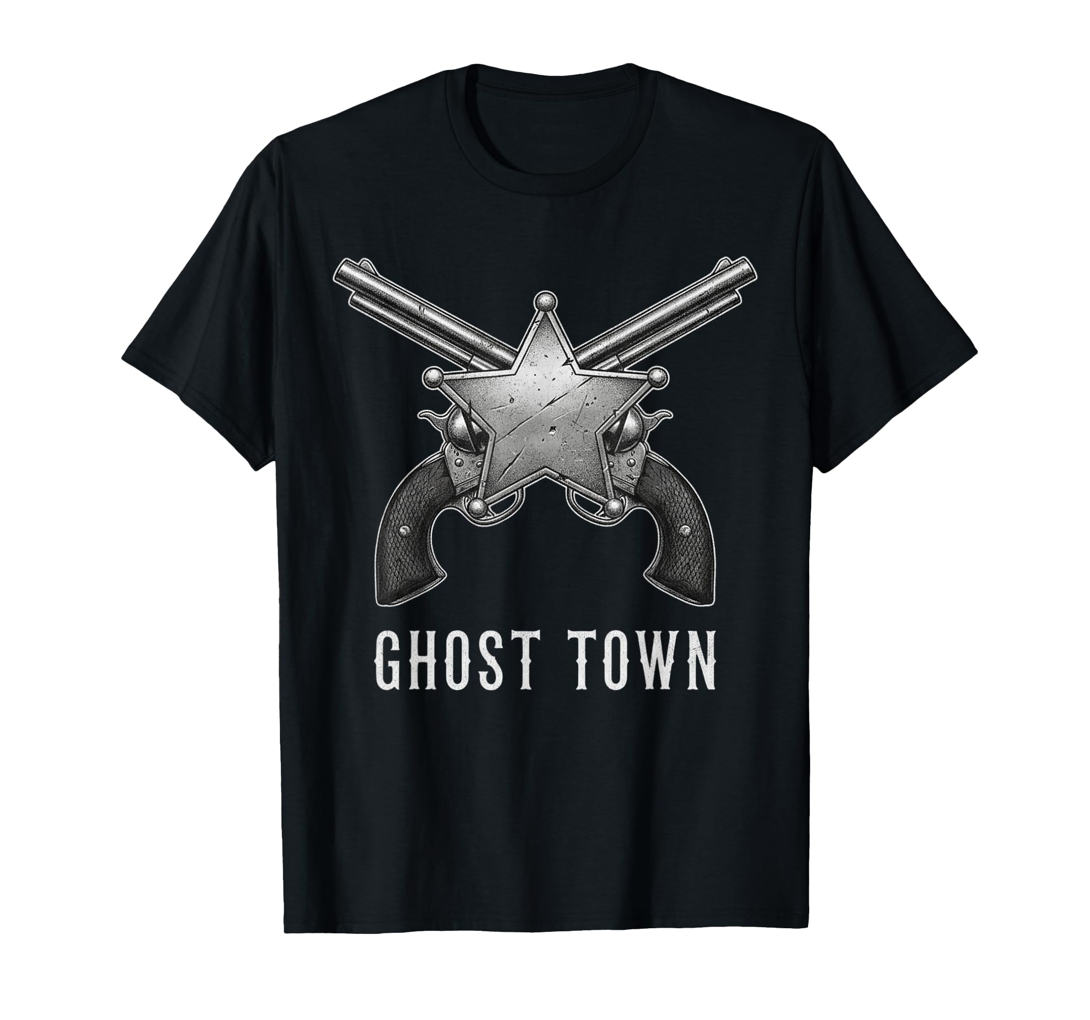 Ghost Town Western Revolvers Cowboy T-Shirt - Graphic Print Men Women - T-Shirt, Sweatshirt, Hoodie