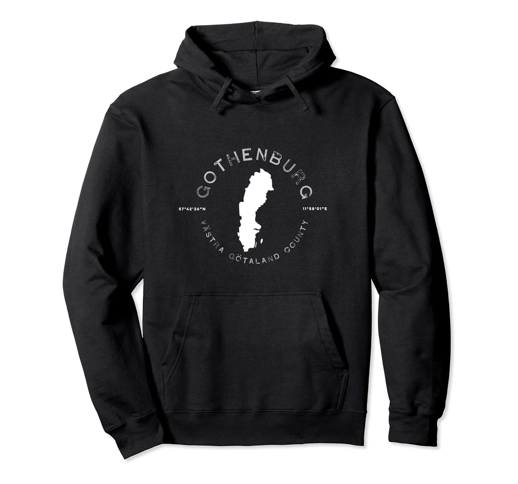 Gothenburg Sweden Distressed Hoodie - Custom Art Print Men Women - T-Shirt, Sweatshirt, Hoodie