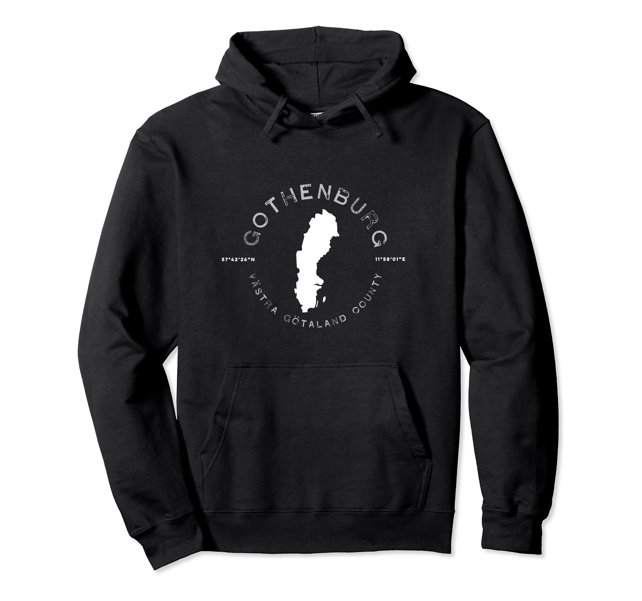 Gothenburg Sweden Distressed Hoodie - Custom Art Print Men Women - T-Shirt, Sweatshirt, Hoodie