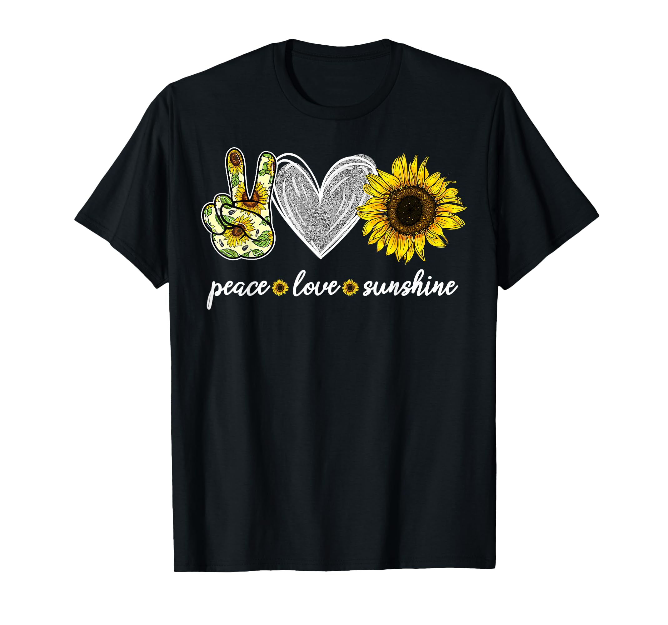 Peace Love Sunshine Sunflower T-Shirt - Fun Novelty Design Men Women - T-Shirt, Sweatshirt, Hoodie