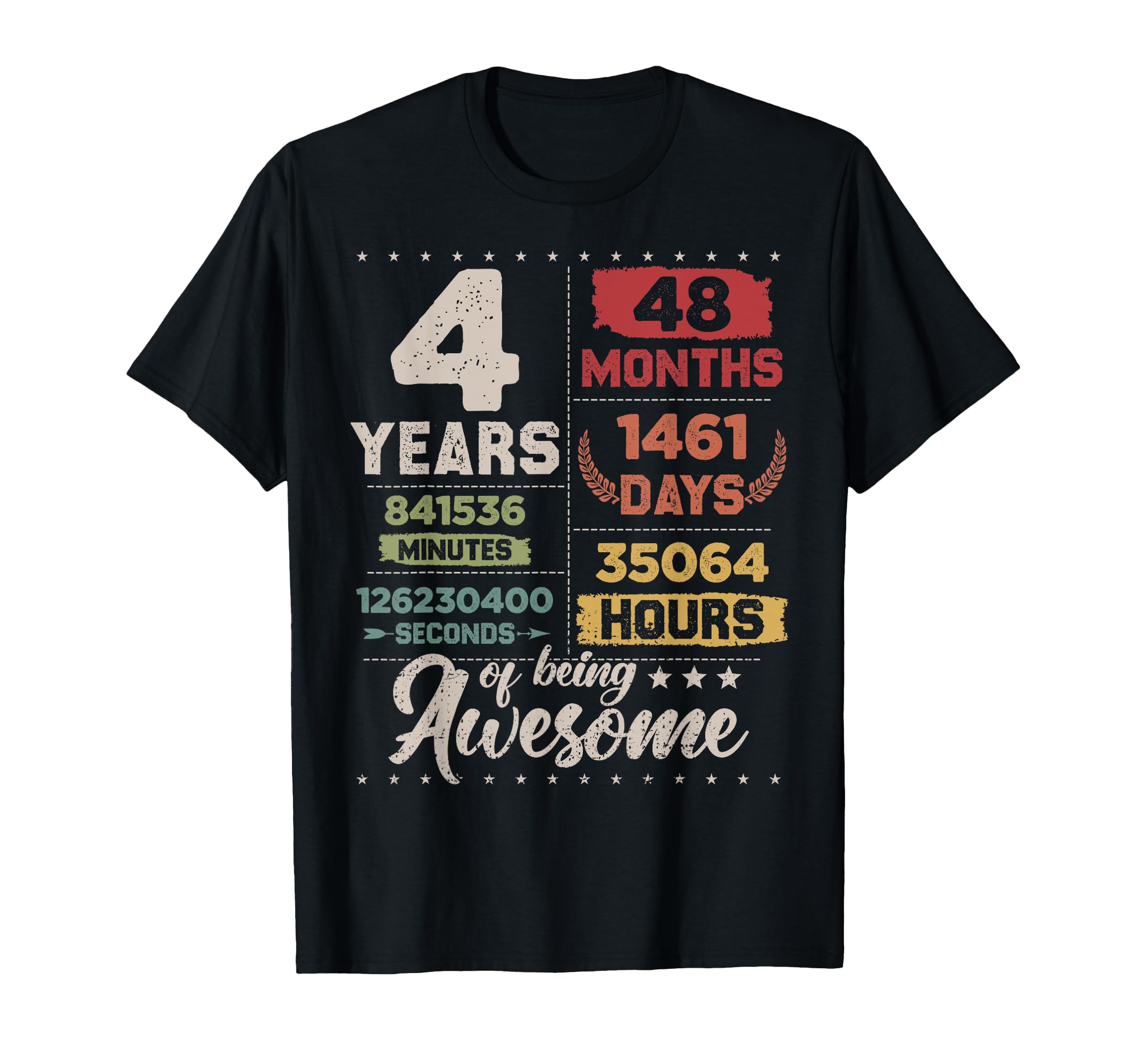 4 Years Being Awesome Countdown 4Th T-Shirt - Unique Graphic Unisex - T-Shirt, Sweatshirt, Hoodie