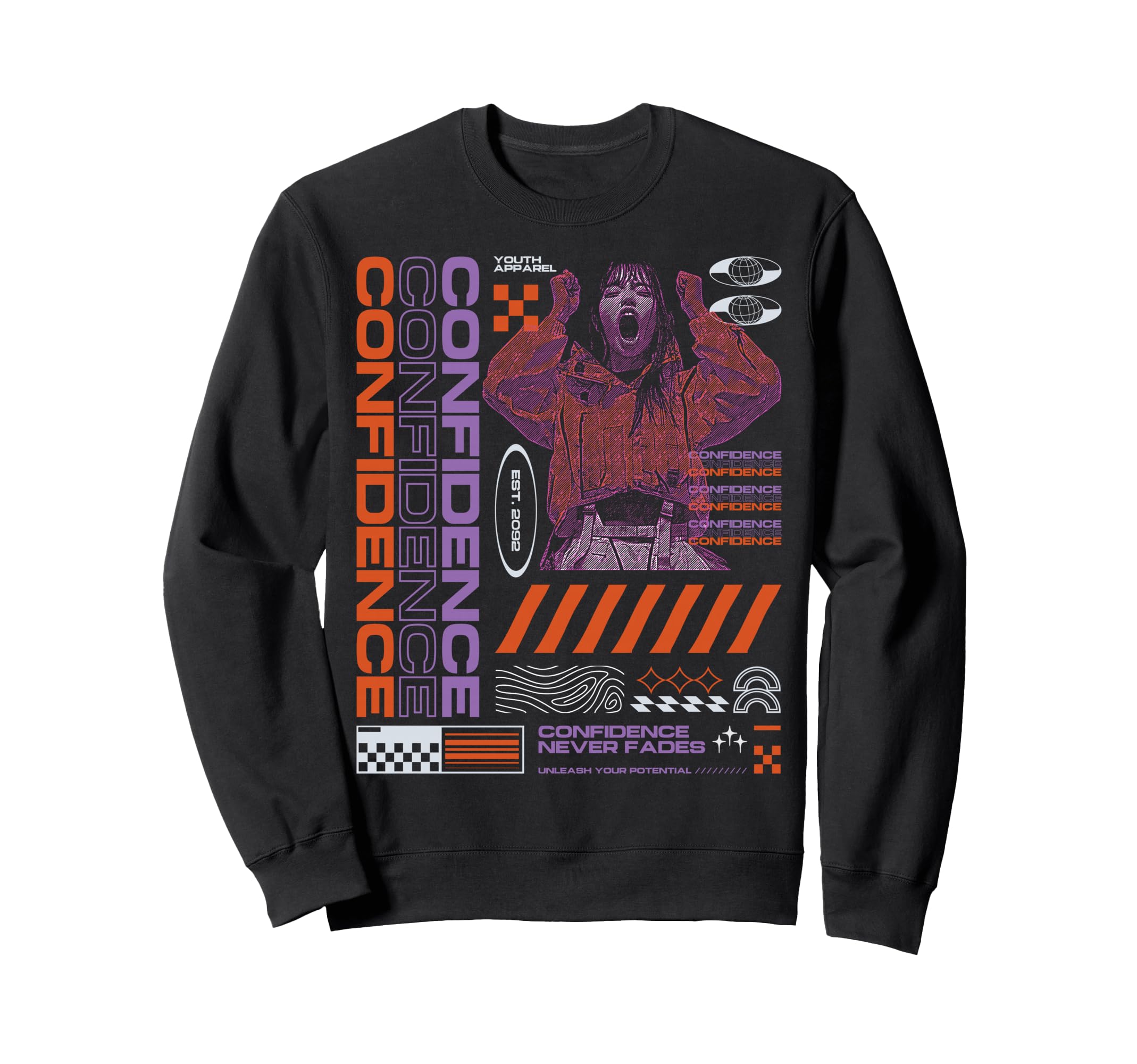 Y2K Confidence Bold Urban Graffiti Sweatshirt - Minimalist Print Men Women - T-Shirt, Sweatshirt, Hoodie