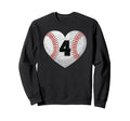 Baseball Number 4 Distressed Heart Sweatshirt - Unique Graphic for Adults - T-Shirt, Sweatshirt, Hoodie