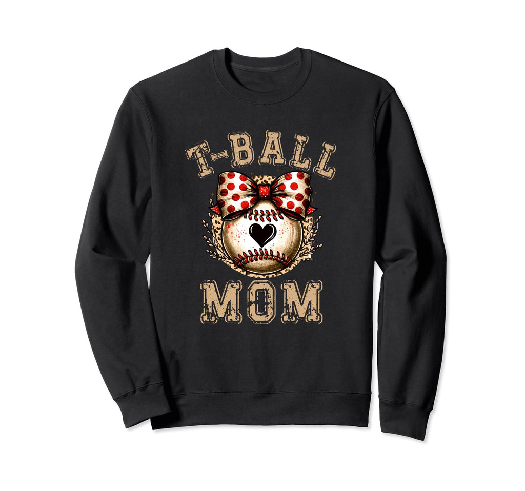 T Ball Mom Ball Bow Baseball Teen Sweatshirt - Novelty Apparel Unisex - T-Shirt, Sweatshirt, Hoodie