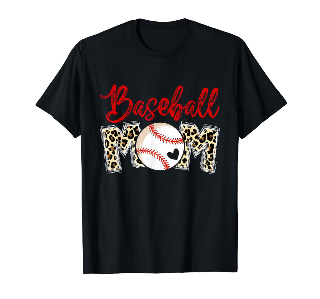 Mothers Day Baseball Mom Leopard Baseball T-Shirt - Unique Graphic Unisex - T-Shirt, Sweatshirt, Hoodie