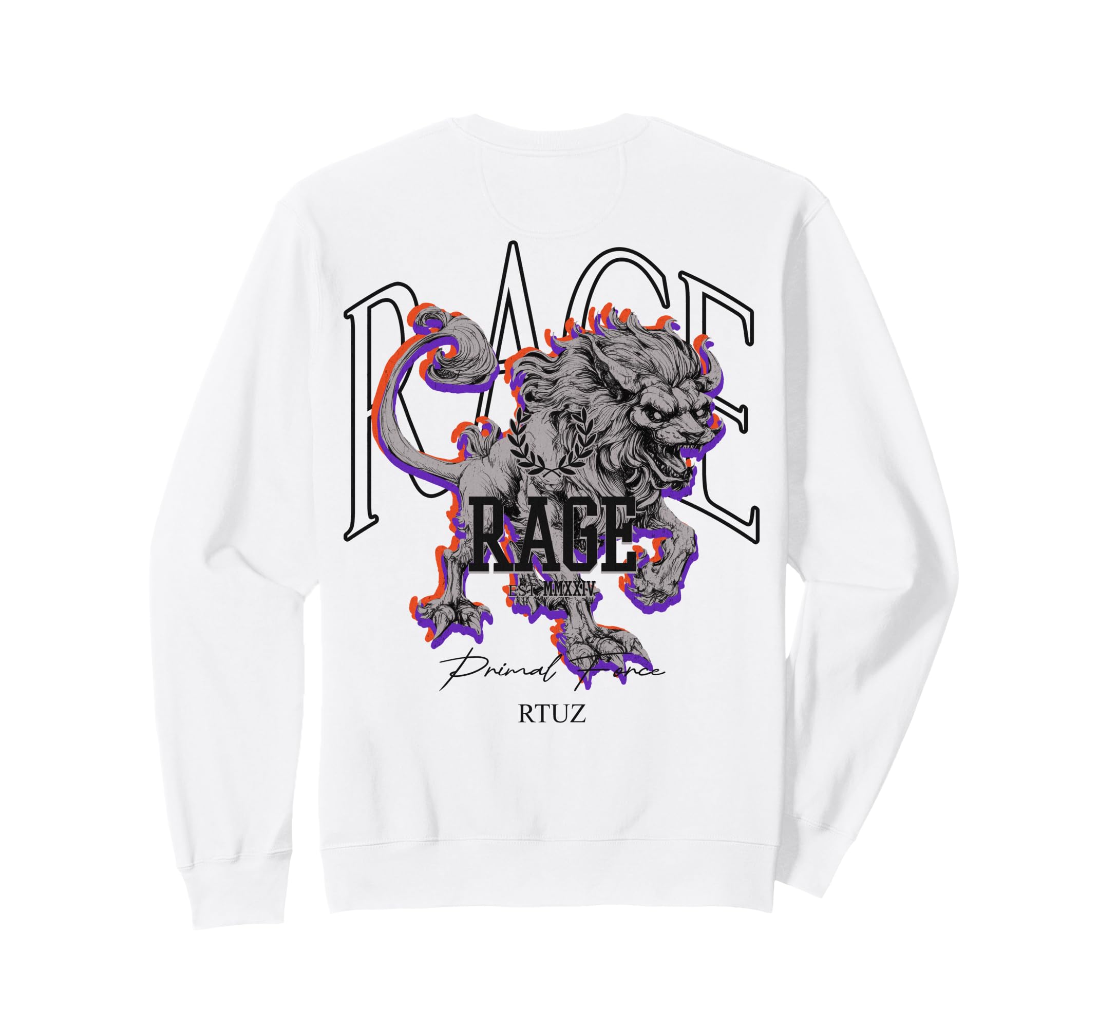 Y2K Back Streetwear Lion Sweatshirt - Minimalist Print Men Women - T-Shirt, Sweatshirt, Hoodie