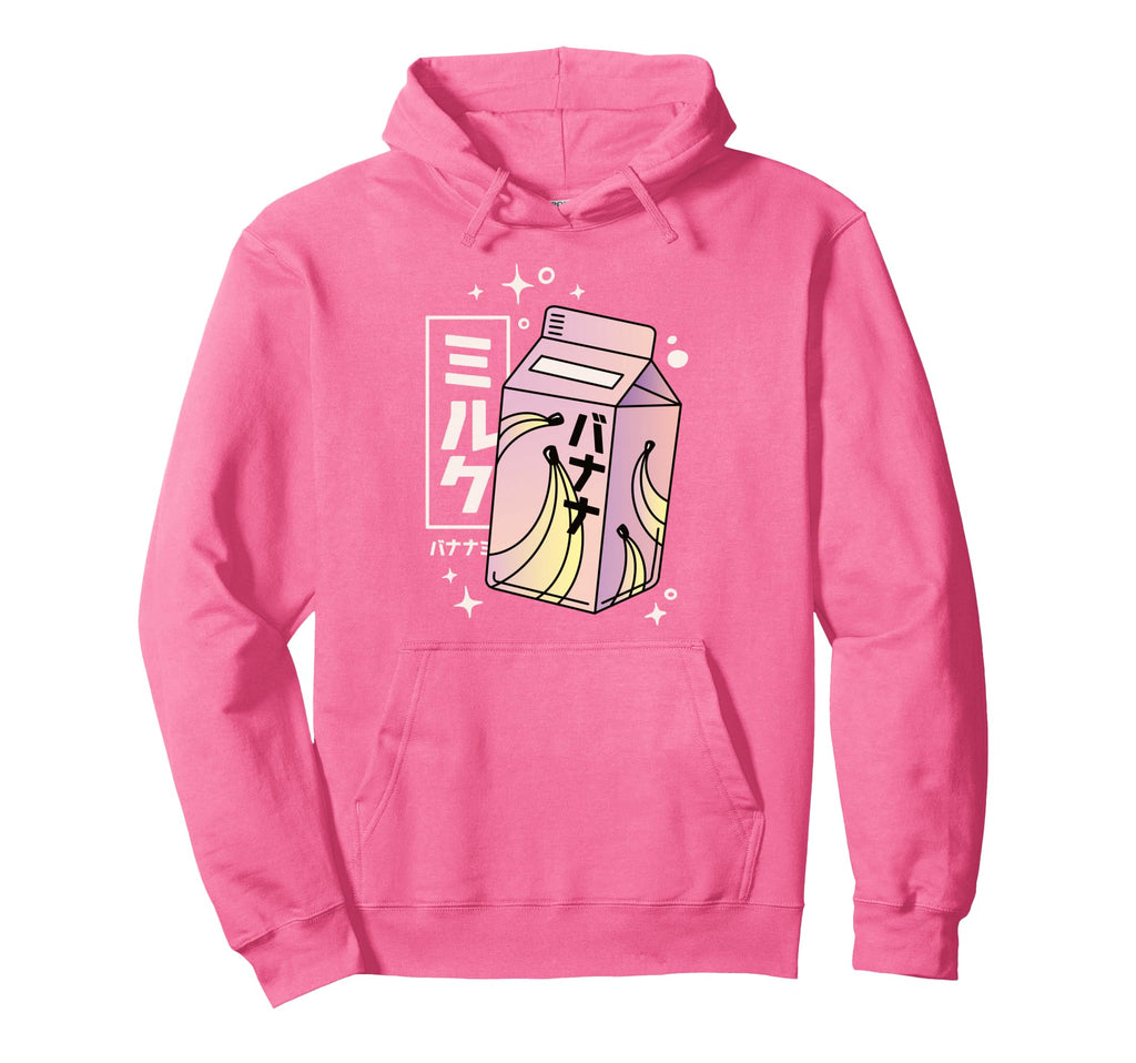 Kawaii Banana Milk Carton Japanese Hoodie - Fun Novelty Design for Adults - T-Shirt, Sweatshirt, Hoodie