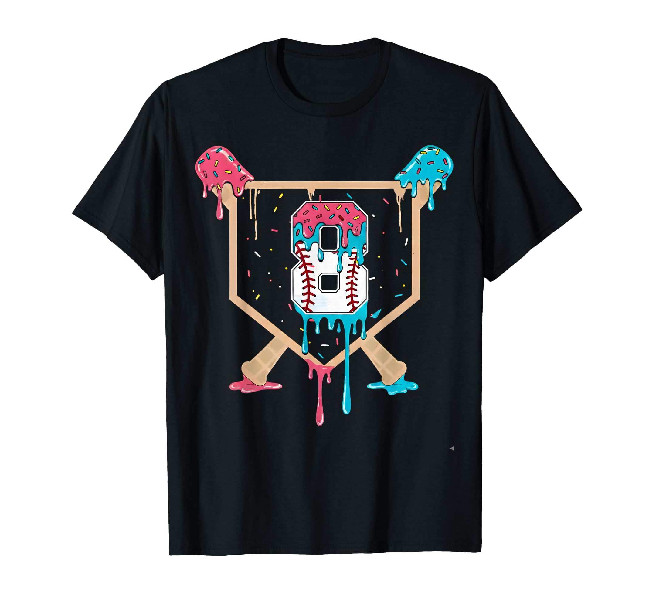 Baseball 8 Year Old Ice Cream Drip 8Th T-Shirt - Novelty Apparel Men Women - T-Shirt, Sweatshirt, Hoodie