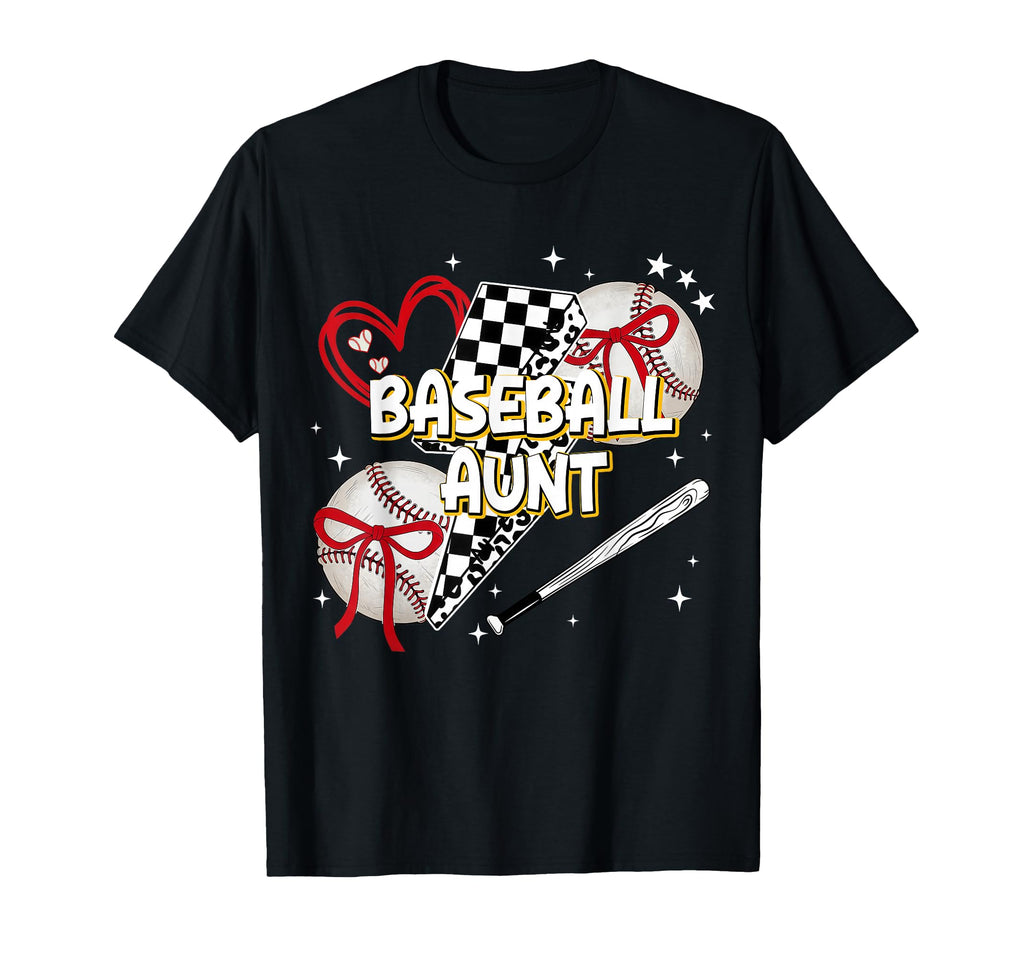 Baseball Aunt Heart Leopard Bow Pride T-Shirt - Novelty Apparel Men Women - T-Shirt, Sweatshirt, Hoodie