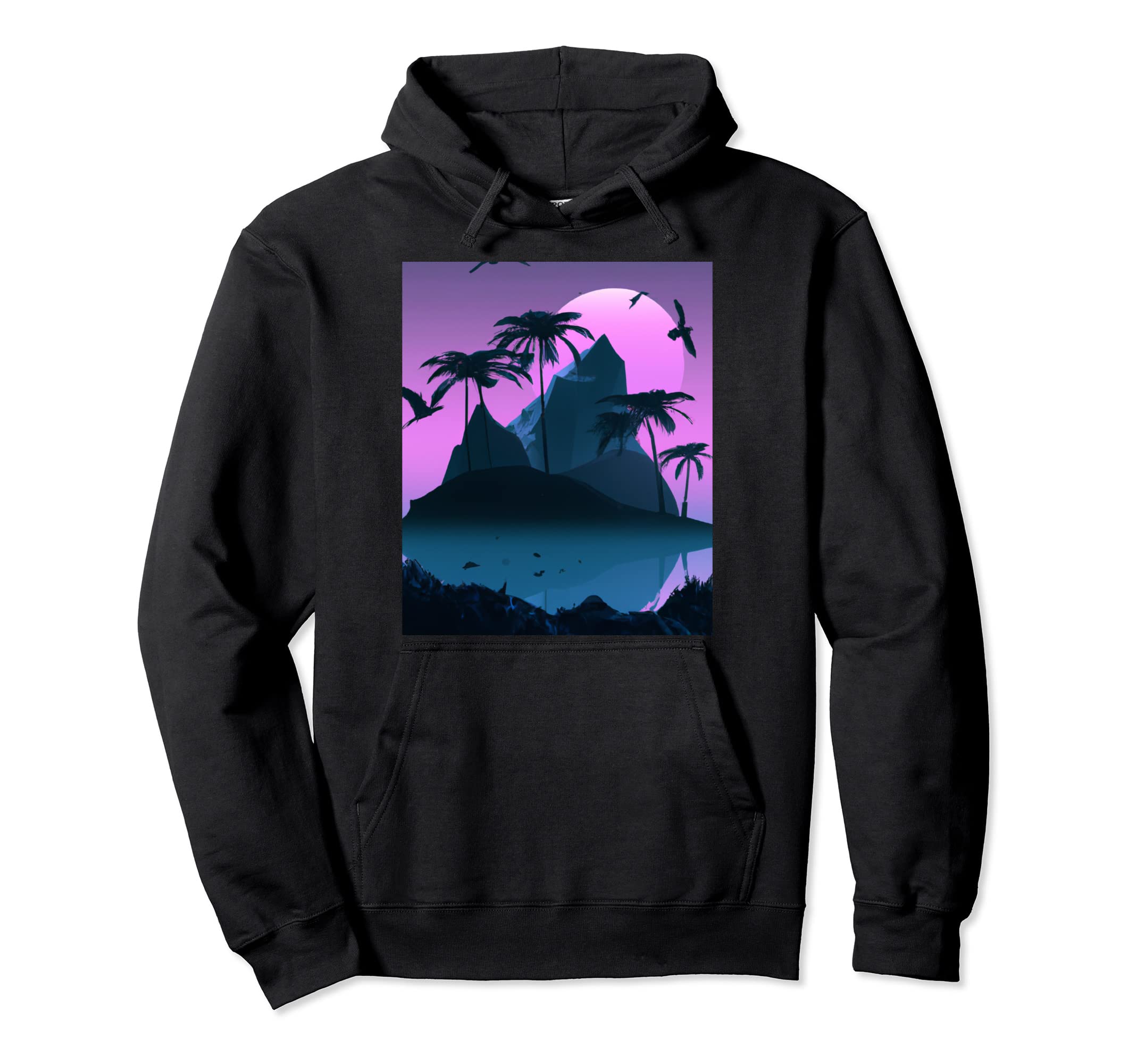 Vaporwave Aesthetic Tropic Island Hoodie - Aesthetic Graphic Men Women - T-Shirt, Sweatshirt, Hoodie