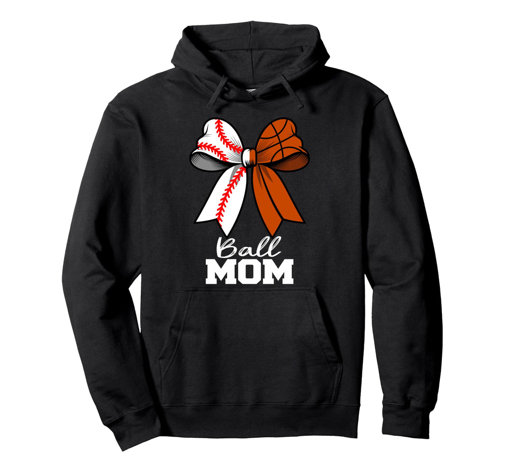 Ball Mom Baseball Basketball Mom Coquette Hoodie - Graphic Print Men Women - T-Shirt, Sweatshirt, Hoodie