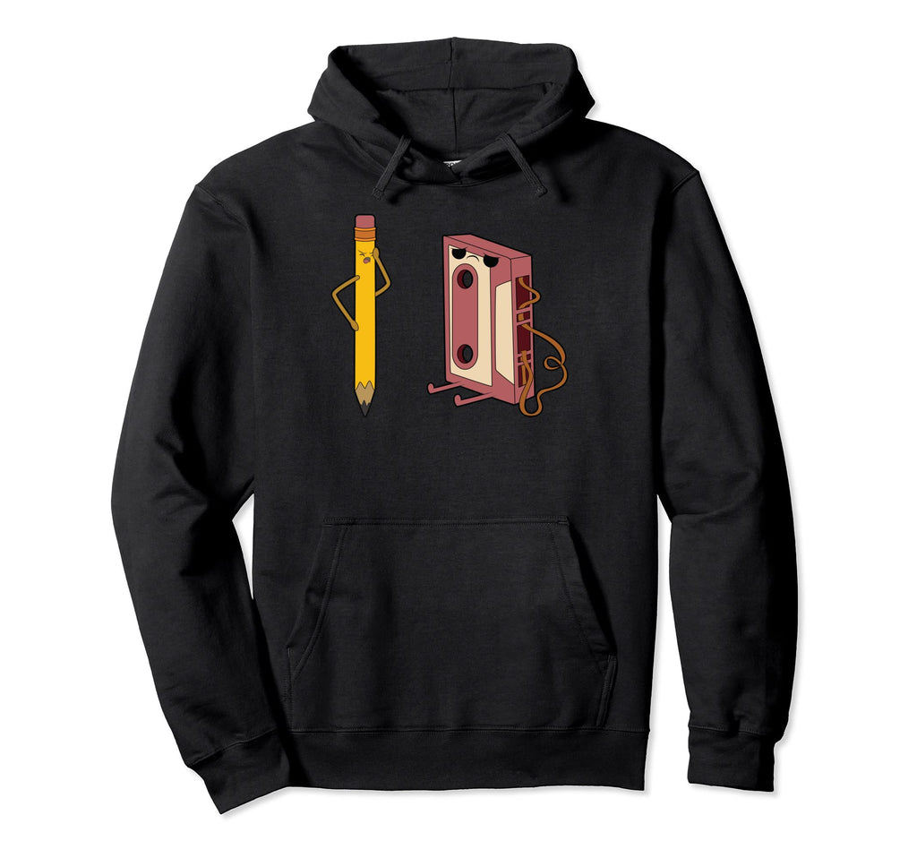 Cassette Tape And Pencil Music Hoodie - Trendy Graphic for Adults - T-Shirt, Sweatshirt, Hoodie
