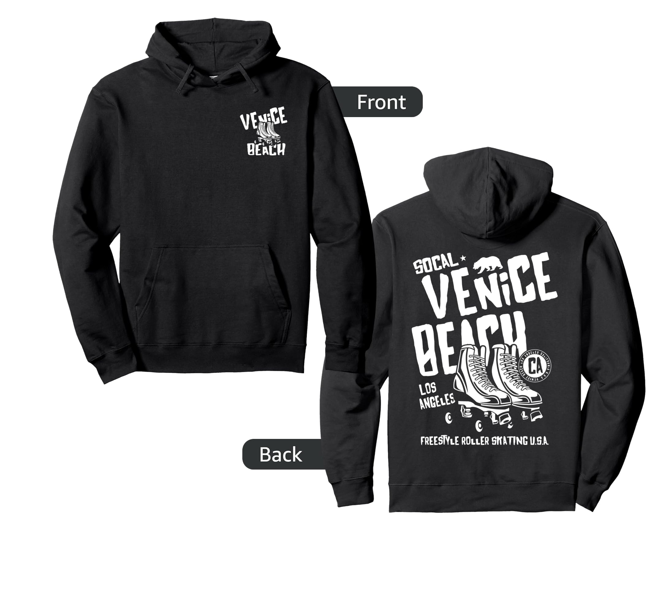 Venice Beach California Roller Skate Hoodie - Novelty Apparel Men Women - T-Shirt, Sweatshirt, Hoodie