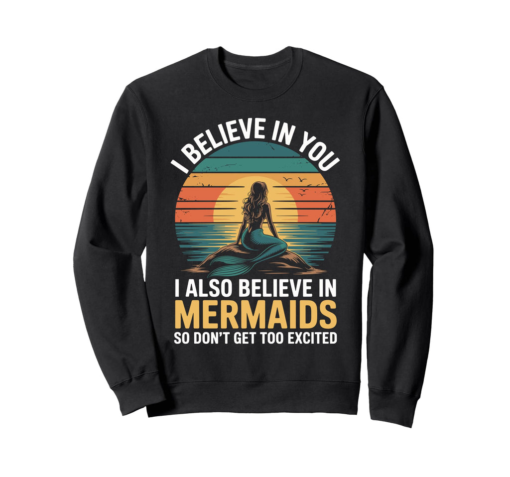 Mermaid Sunset Ocean Funny Sweatshirt - Fun Novelty Design for Adults - T-Shirt, Sweatshirt, Hoodie