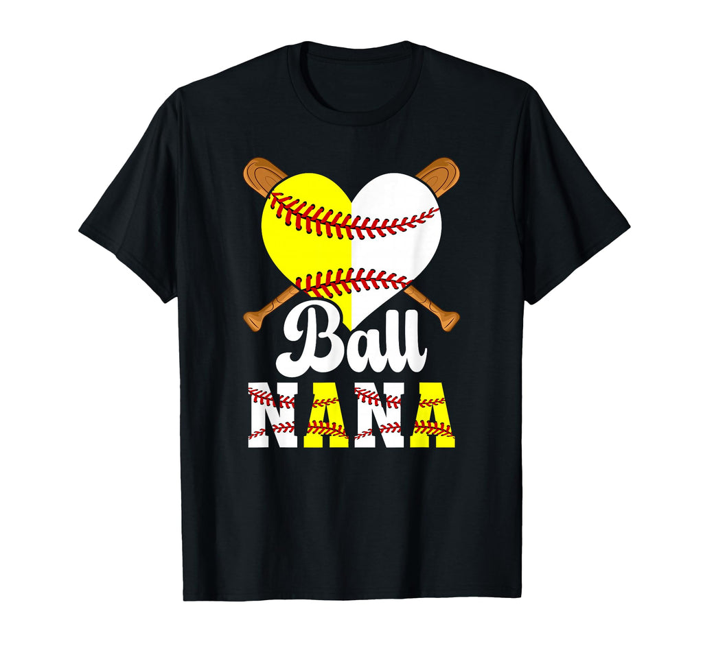 Ball Nana Heart Softball Baseball Nana T-Shirt - Trendy Graphic for Adults - T-Shirt, Sweatshirt, Hoodie