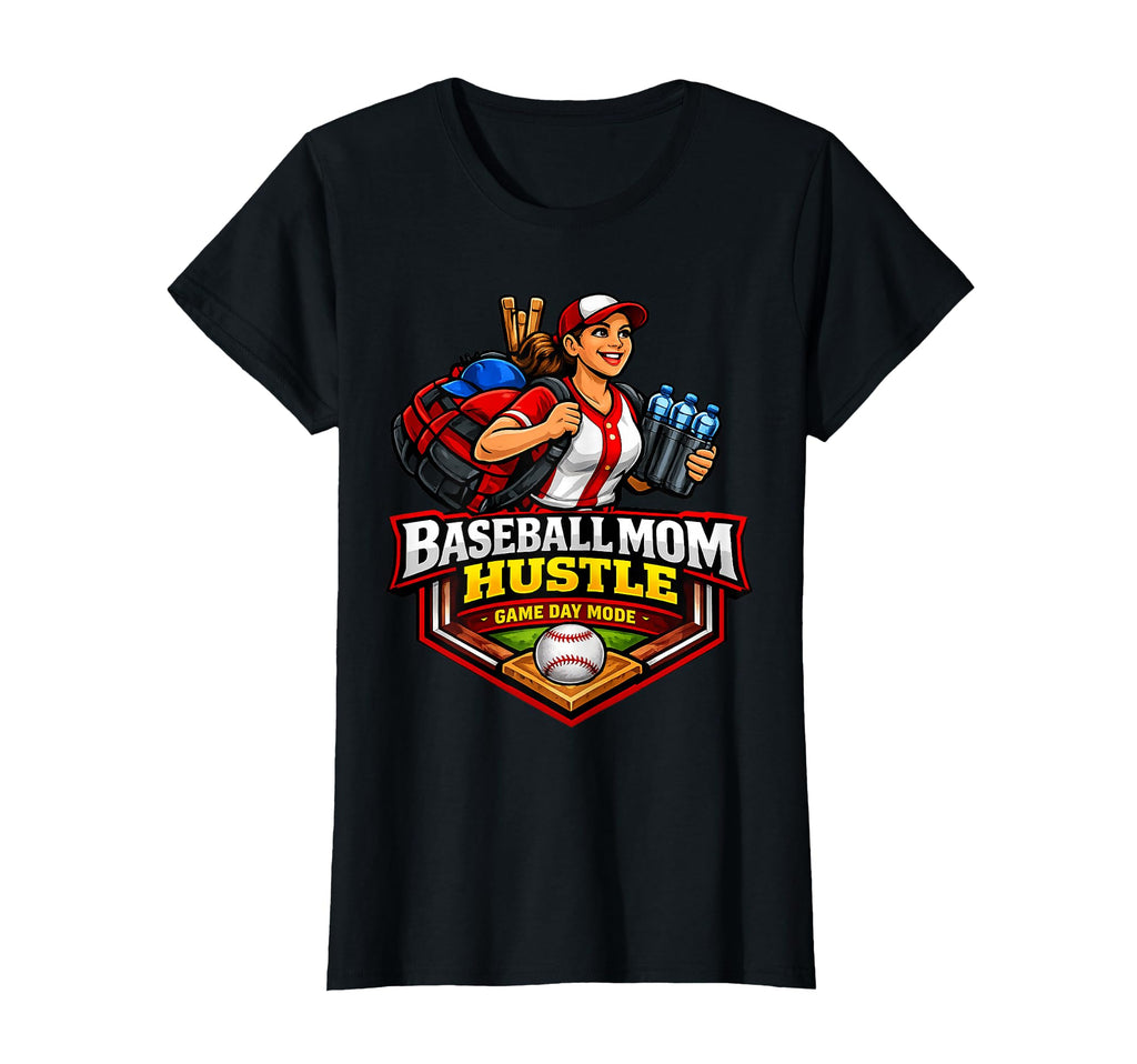Baseball Mom Hustle Funny Game Day T-Shirt - Trendy Graphic Unisex - T-Shirt, Sweatshirt, Hoodie