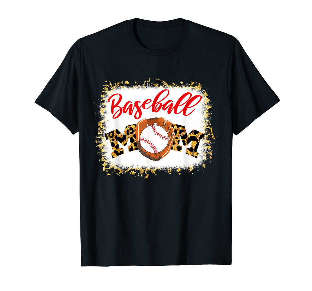 Baseball Mom Bleached Leopard Mothers T-Shirt - Novelty Apparel for Adults - T-Shirt, Sweatshirt, Hoodie